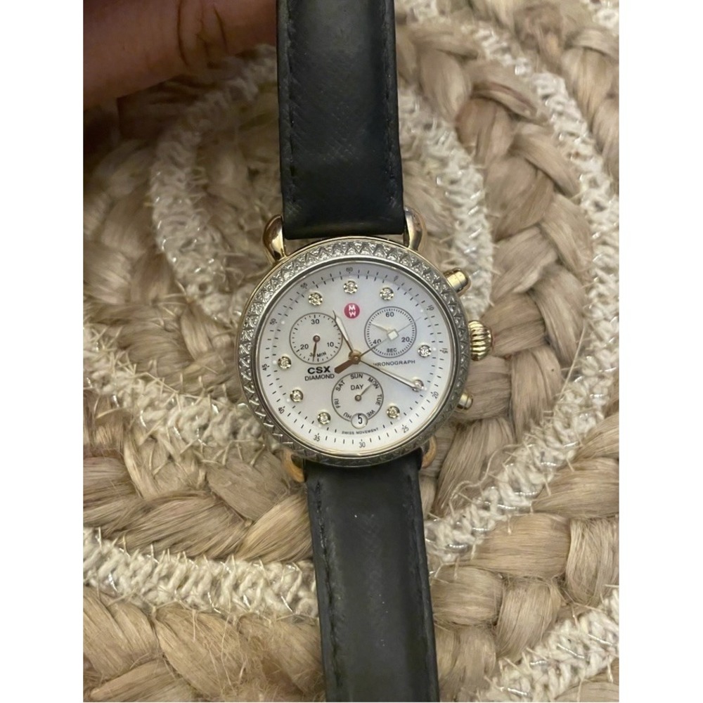 MICHELE CSX-36 Diamond Two Tone Watch 0.64 CT Swiss MOP NOT WORKING